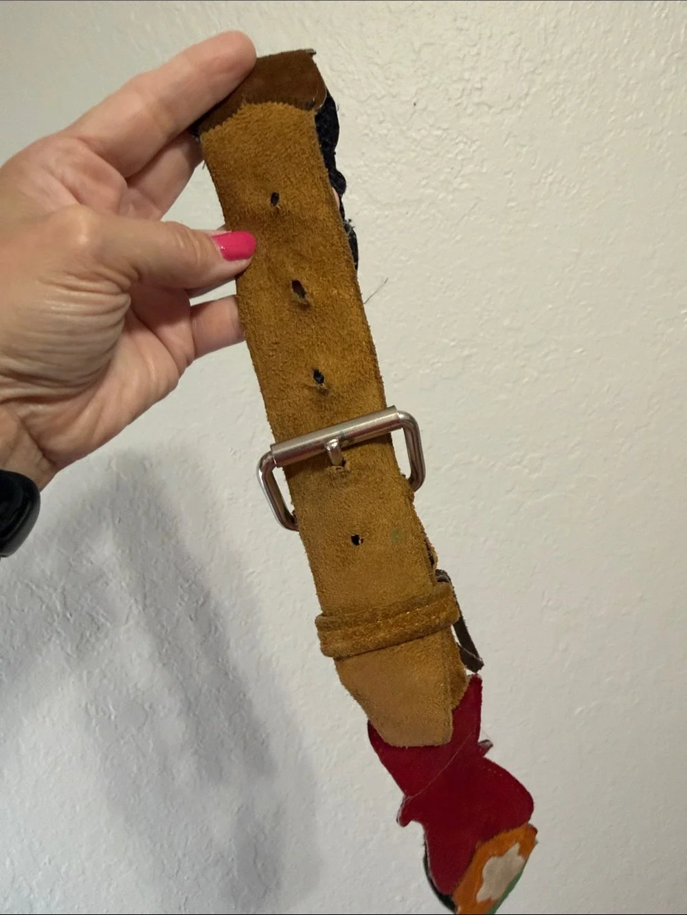 Vintage Butterfly Floral leather Belt Cottagecore 90s Hippie Granny